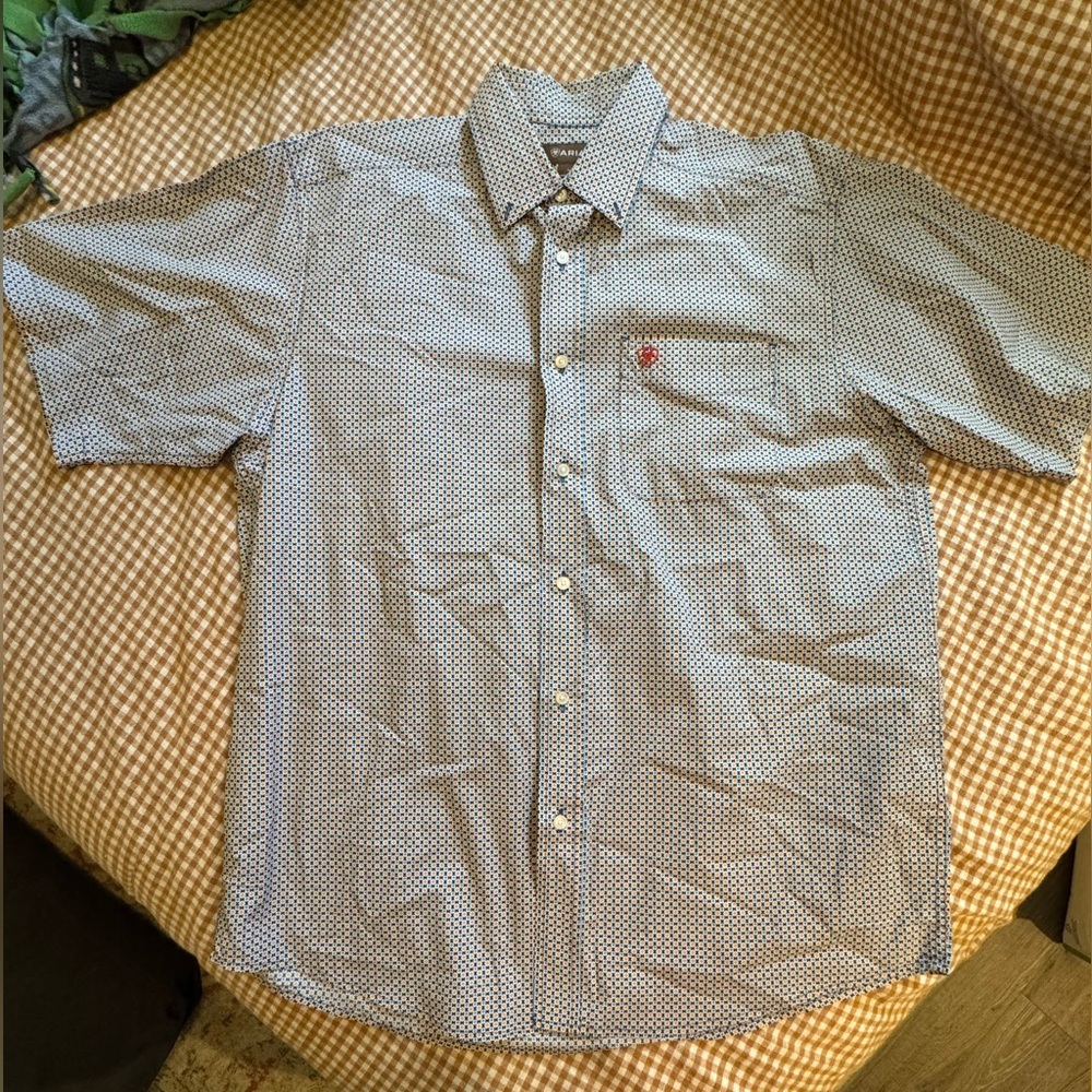Men's Blue Patterned Ariat Short Sleeve Shirt